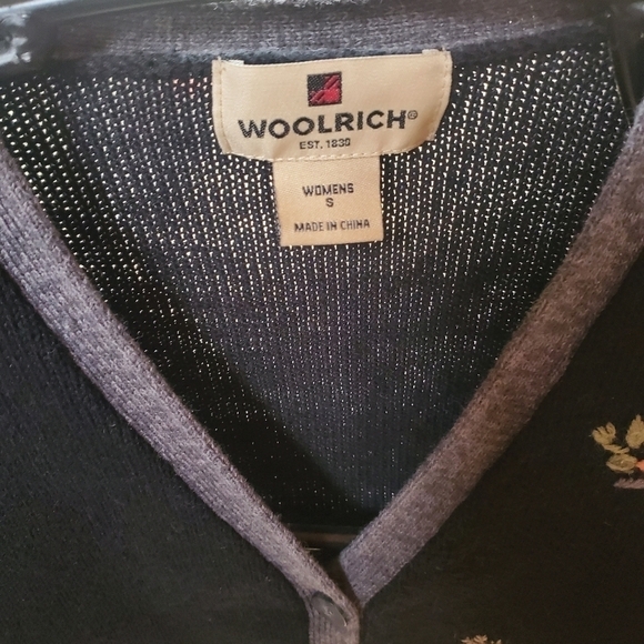 Woolrich Embellished Snowman Wool Black Long Sleeve Sz. S Sweater Cardigan - Picture 4 of 7